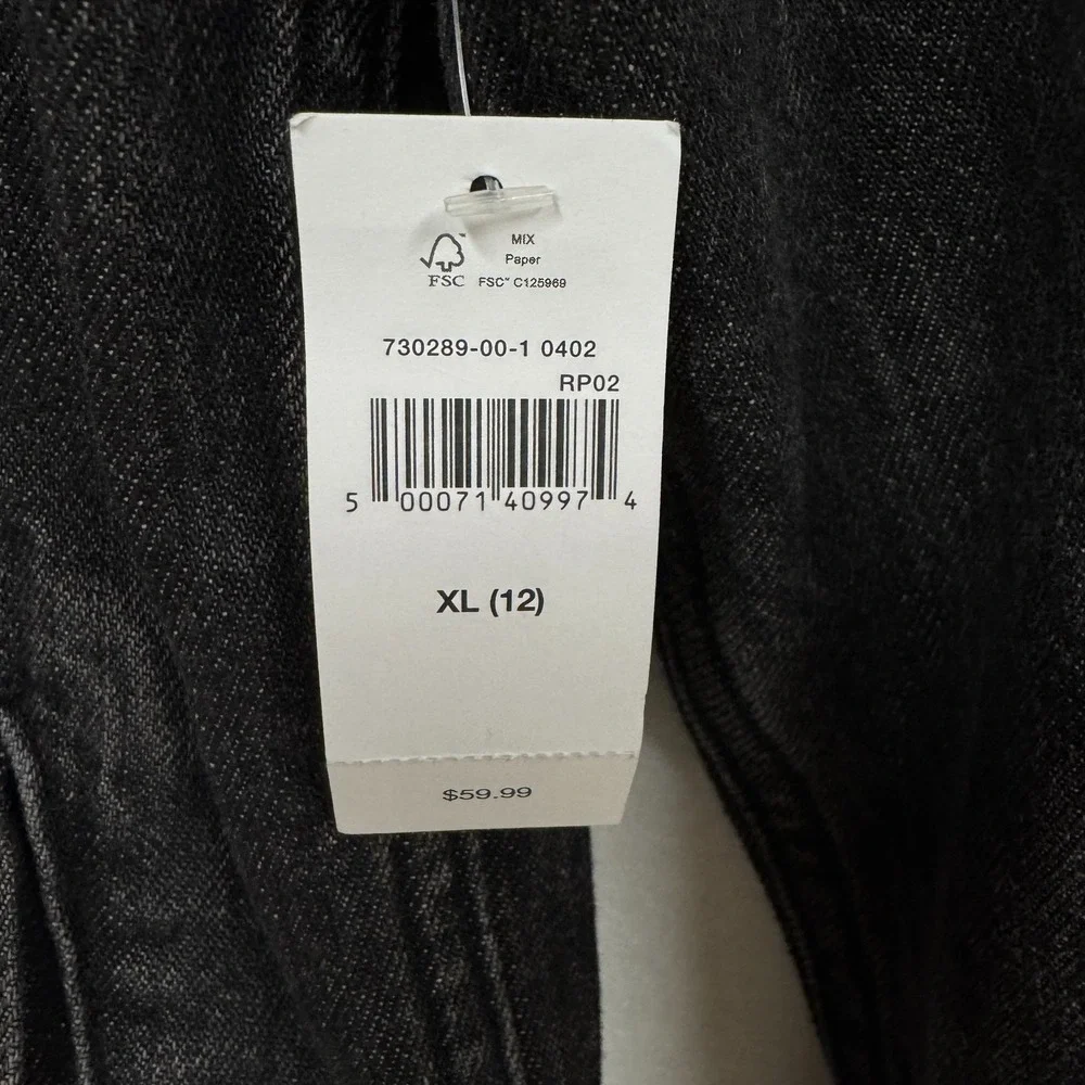 Gap Kids Size XL (12), Washed Black Denim Jacket Jersey Hood Classic Trucker NEW